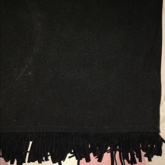 Pencil skirt fringe suede like black skirt - Picture 2 of 9